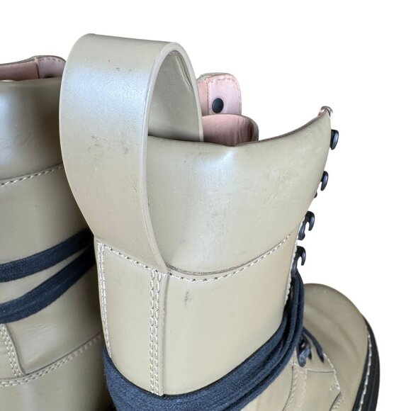 Bottega Veneta The Bounce Lace Up Mid Calf Combat Boots Allspice Tan Size 39 - Picture 8 of 14